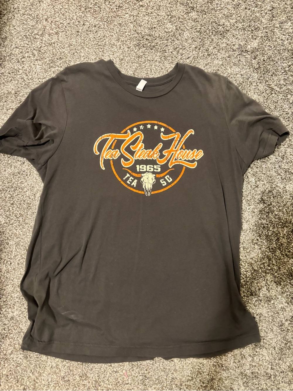 American Apparel Gray Short-Sleeve Tee with Orange and Cream Logo
